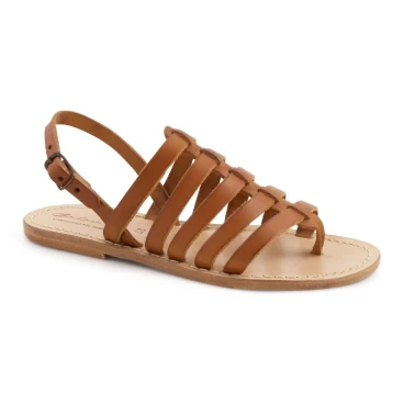 Gold flat sandals in real leather Handmade in Italy