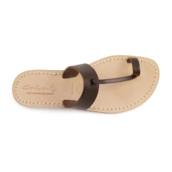 Braune Leder Thong Sandalen handgefertigt in Italien