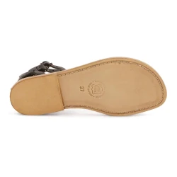 Sandalias gladiadoras mujer en cuero negro artesanía
