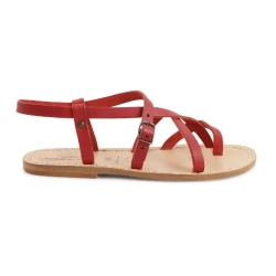 Sandalias de cuero rojas de las señoras hechos a mano en Italia