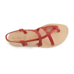 Sandali in pelle rosso da donna fatti a mano in Italia