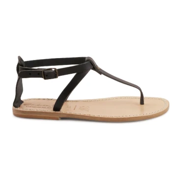 Sandalo infradito in pelle nero artigianali da donna