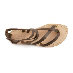 Sandalias gladiadoras de cuero marrón para mujere artisanales