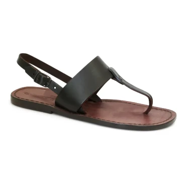 Zehentrenner leder braun damen sandalen handgefertigt