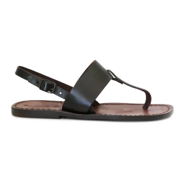 Zehentrenner leder braun damen sandalen handgefertigt