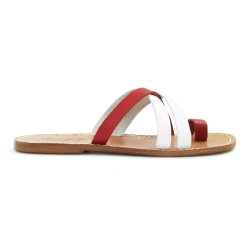 Chanclas de cuero para hombres rojo y blanco