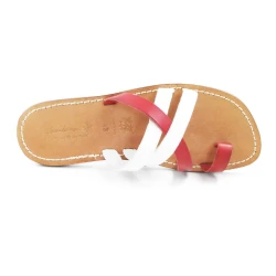 Ciabatte infradito da uomo in pelle rosso e bianco