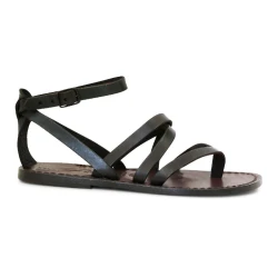 Sandalias mujer hechas a mano en cuero marrón oscuro