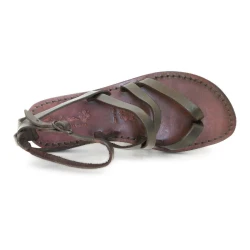 Spartiates cuir marron pour femme fait main