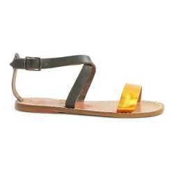 Sandali in pelle bassi bicolor fatti a mano