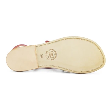 Sandali infradito donna bicolore fucsia e cuoio