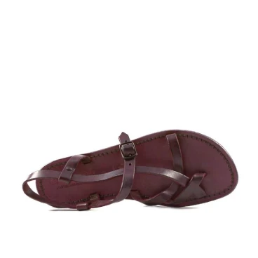 Damen Riemchen-Sandalen aus violettem Leder in Italien von Hand gefertigt
