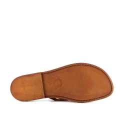 Tiras de cuero naranja mujeres tangas toboganes y suela de cuero