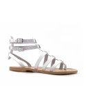 Sandalias gladiador blanco para damas hecho a mano en Italia en cuero genuino