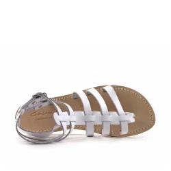 Sandalias gladiador blanco para damas hecho a mano en Italia en cuero genuino