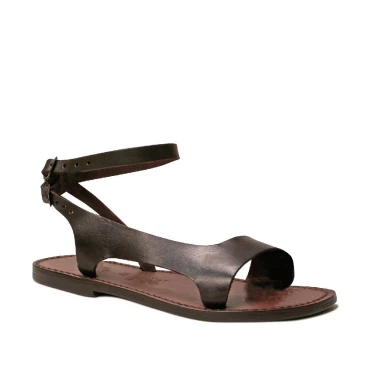 Braune Ledersandalen für Damen Hand gefertigt in Italien