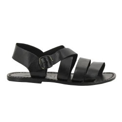 Sandales homme cuir travaillé à la main noir