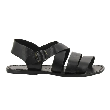 Handmade in Italy mens sandals in black leather