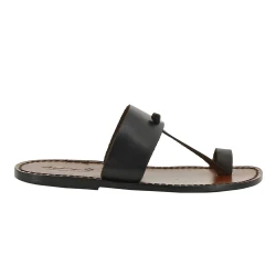 Sandalias de cuero marron oscuro hecho a mano en Italia