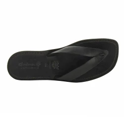 Sandalias de cuero negro hecho a mano para hombres