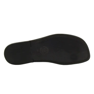 Tong homme en cuir noir artisanal fait en Italie