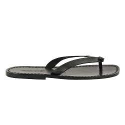 Tong homme en cuir noir artisanal fait en Italie