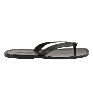 Sandalias de cuero negro hecho a mano para hombres