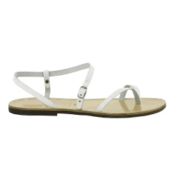 Sandalias de cuero blanco artesanales para las mujeres