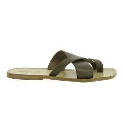 Handgefertigt Riemen-Sandalen aus ockerfarbenem Leder
