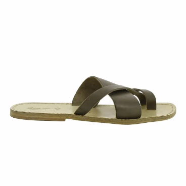 Handgefertigt Riemen-Sandalen aus ockerfarbenem Leder