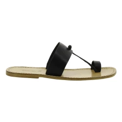 Tongs homme en cuir noir fait à la main en Italie
