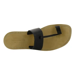 Black leather flip flops for men Handmade in Italy