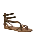 Sandalias de cuero bronce plana del gladiador