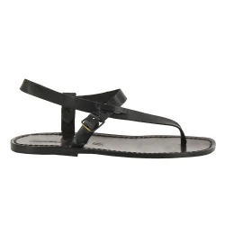 Sandalias de cuero negro para hombres