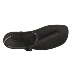 Handmade black leather thong sandals for men