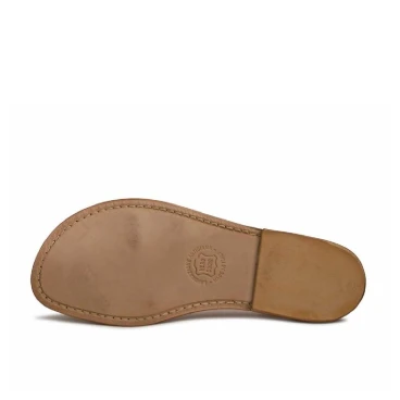 Sandales gladiateur pour femme en cuir lamé bronze