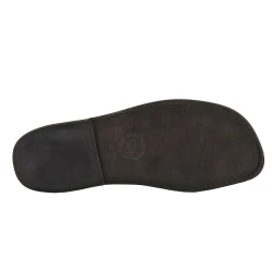 Sandales franciscaines pour homme en cuir noir travaillé à la main