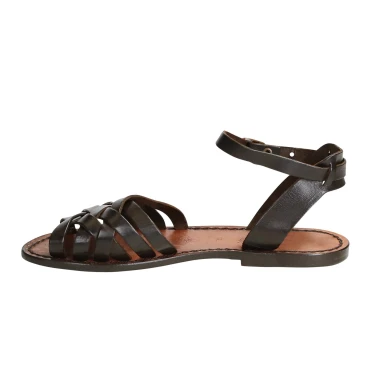 Sandales femme en cuir italienne marron foncé