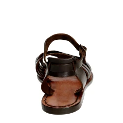 Dunkelbraune Damen-Sandalen in Italien von Handgefertigt aus echtem Leder