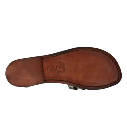 Dunkelbraune Damen-Sandalen in Italien von Handgefertigt aus echtem Leder
