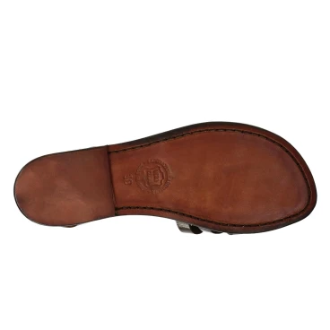 Sandalias para mujeres hecho a mano en cuero marrón oscuras