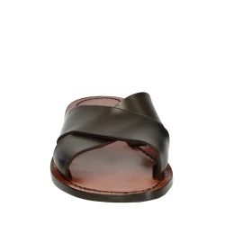 Claquettes en cuir marron pour femme artisanales