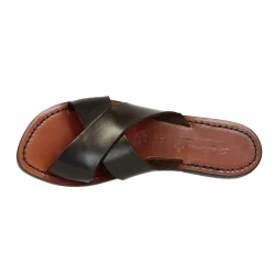 Sandalias de cuero marrón mujeres hecho a mano