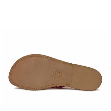 Sandale nu pied pour femme en cuir laminé fuchsia