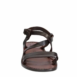 Sandales cuir femme marron artisanale travaillé à la main en Italie