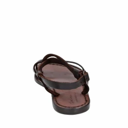 Sandalias mujer de cuero marrón oscuro hecho a mano