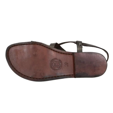 Damen Riemchen-Sandalen aus dunkelbraunem Leder in Italien von Handgefertigt