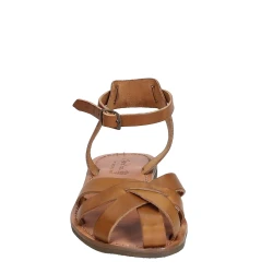 Lederfarbig Damen-Sandalen in Italien von Handgefertigt aus echtem Leder