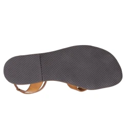 Sandalias planas hecho a mano en Italia para las mujeres reales de cuero marrón