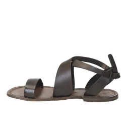 Sandalias para mujeres en cuero colore barro hecho a mano en Italia